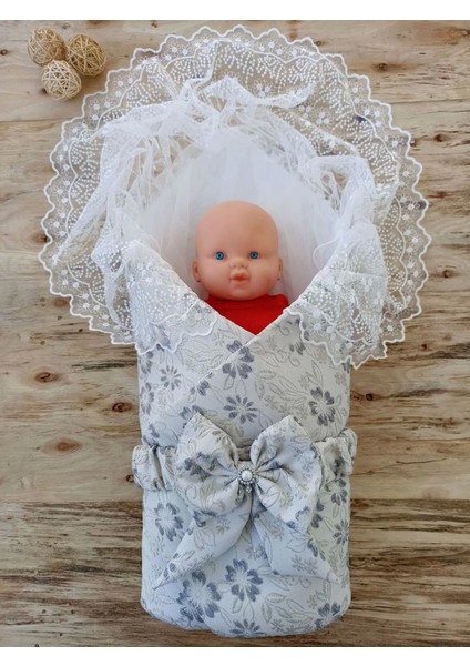 Yenidoğan Gül Sedefli Duvaklı Taş Fiyonk Erkek Bebek Kumru Kundak Bebek Battaniyesi Lacivert modelleri