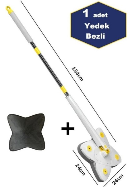 Kare Mop, Deterjan Hazneli, Sıkmalı, Yedek Bezli, Çok Amaçlı Temizlik Aracı