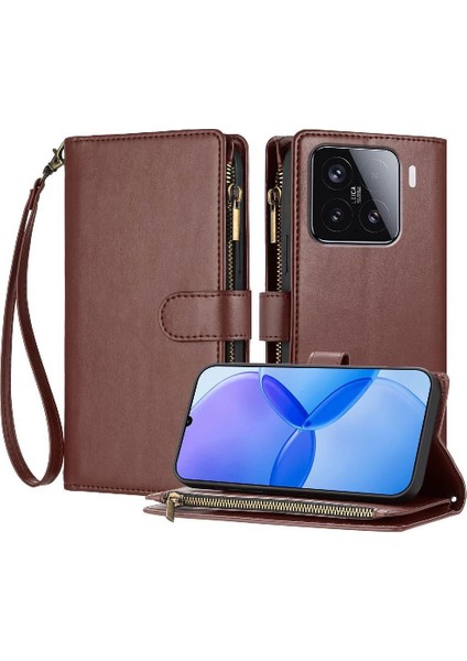 Xiaomi 15 Çanta Kapak Pu Deri Cüzdan Fermuar Kart Yuvaları Için Kılıf Folio (Yurt Dışından)