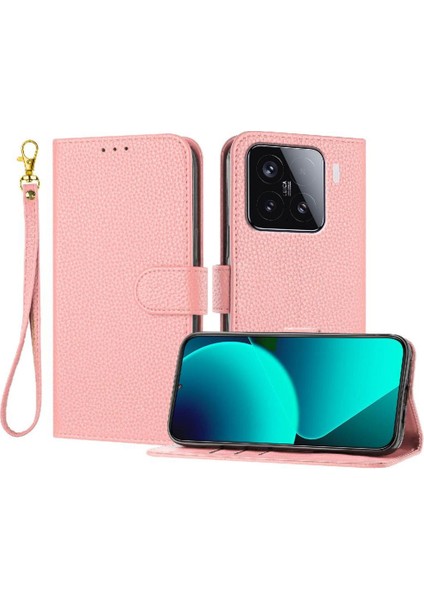 Telefon Kılıfı Için Xiaomi 15 Litchi Desen Kart Yuvaları Tutucu Flip Folio Pu (Yurt Dışından)
