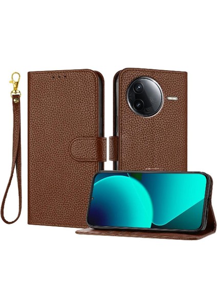 Xiaomi Poco F7 Pro Cüzdan Kart Yuvaları Için Telefon Kılıfı Tutucu Litchi Desen (Yurt Dışından)