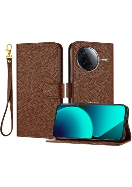 Telefon Kılıfı Için Xiaomi Poco F7 Ultra Pu Deri Kart Yuvaları Tutucu Litchi (Yurt Dışından)