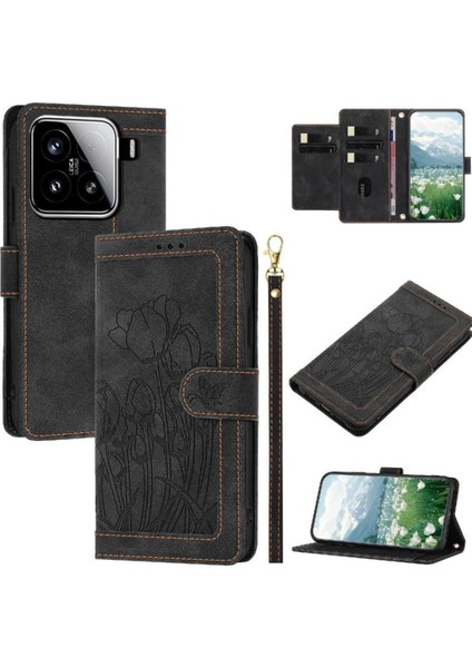 Xiaomi 15 Lale Kabartmalı Flip Case Manyetik Pu Için Moda Cüzdan Kılıf (Yurt Dışından) indirimleri