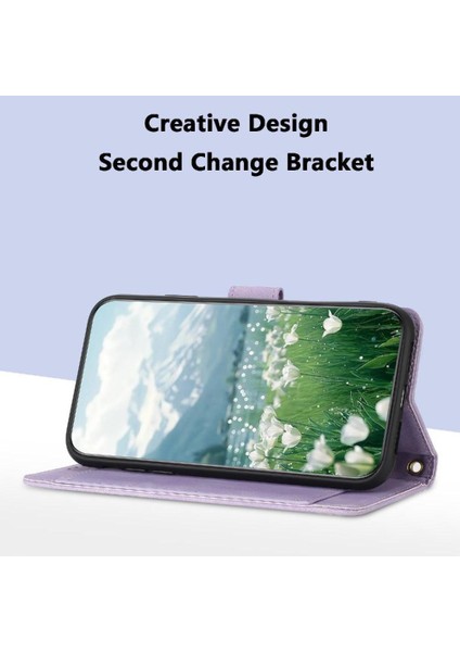 Xiaomi 15 Lale Kabartmalı Flip Case Manyetik Pu Için Moda Cüzdan Kılıf (Yurt Dışından)
