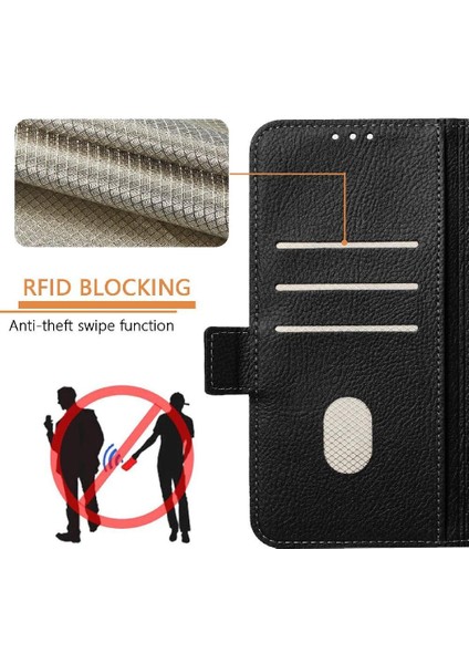 Kredi Kartı ile Xiaomi Poco M6 4g Pu Deri Manyetik Cüzdan Için Kılıf (Yurt Dışından)