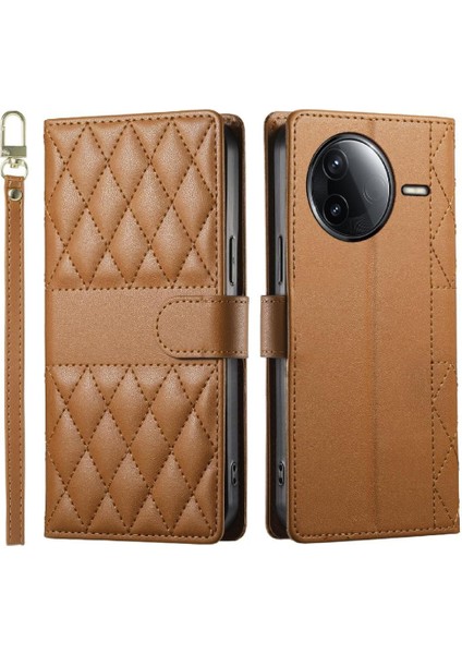Xiaomi Poco F7 Pro Deri Kılıf Için Flip Case Çift Sapanlar Cüzdan Zarif (Yurt Dışından)