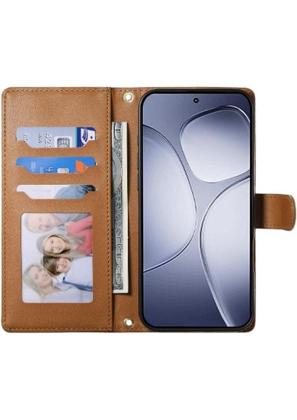 Xiaomi Poco F7 Pro Deri Kılıf Için Flip Case Çift Sapanlar Cüzdan Zarif (Yurt Dışından)