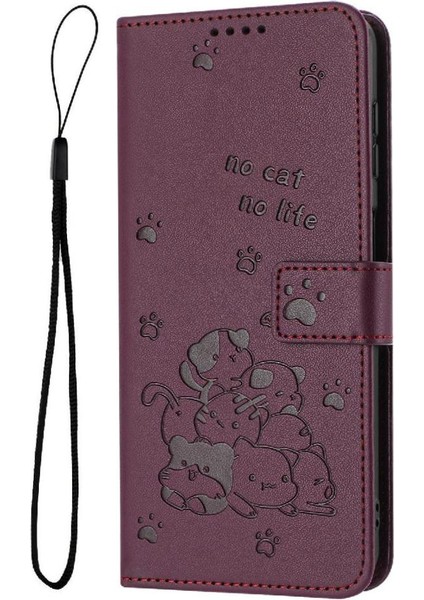 Xiaomi Poco F7 Ultra Sevimli Kedi Kart Tutucu Kickstand Deri Için Flip Case (Yurt Dışından)