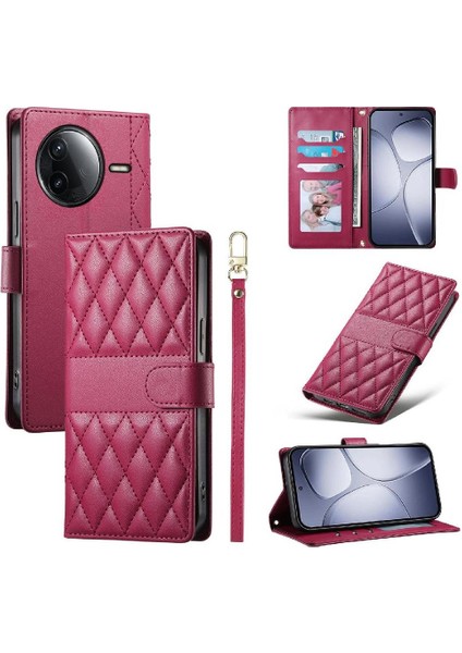 Xiaomi Poco F7 Pro Deri Kılıf Için Flip Case Çift Sapanlar Cüzdan Zarif (Yurt Dışından)