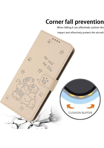 Xiaomi Poco F7 Pro Sevimli Kedi Kart Tutucu Kickstand Pu Için Flip Case (Yurt Dışından)