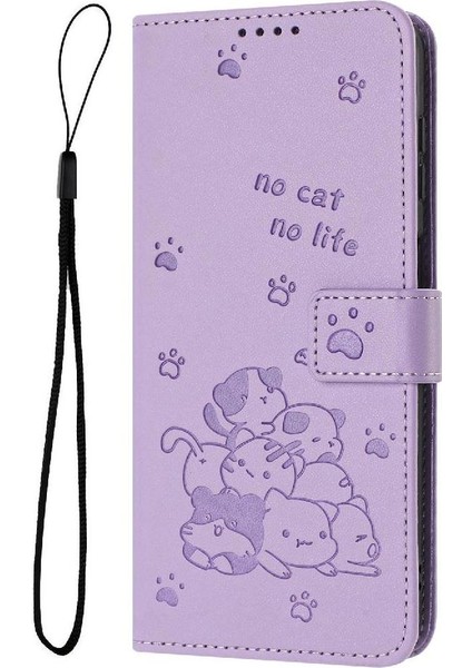 Xiaomi Poco F7 Ultra Sevimli Kedi Kart Tutucu Kickstand Deri Için Flip Case (Yurt Dışından)