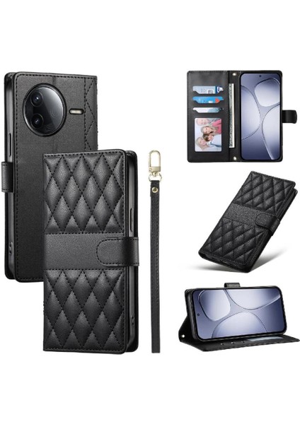 Xiaomi Poco F7 Pro Deri Kılıf Için Flip Case Çift Sapanlar Cüzdan Zarif (Yurt Dışından)