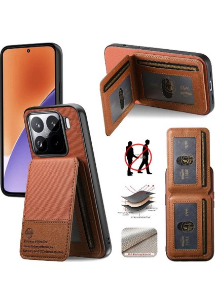 Xiaomi 15 Darbeye Dayanıklı Deri Çanta Cüzdan Rfıd Engelleme Için Flip Case (Yurt Dışından)