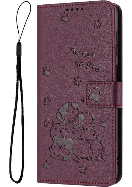 Xiaomi Poco F7 Pro Sevimli Kedi Kart Tutucu Kickstand Pu Için Flip Case (Yurt Dışından)