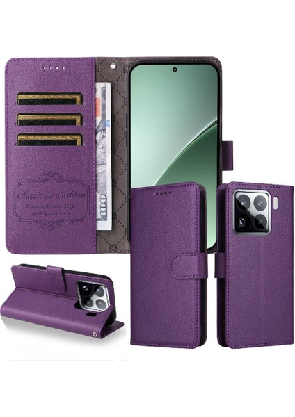 Xiaomi 15 Cüzdan Kablosuz Şarj Manyetik Araç Montaj Crad Için Flip Case (Yurt Dışından)