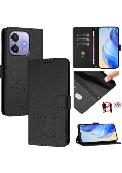 Oppo A3 4g Pu Deri Kapak Çevirin Kart Tutucu Cüzdan Rfıd Engelleme Için Kılıf (Yurt Dışından)