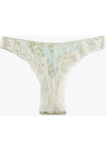 Yeni Sezon Dantel Detaylı Tül Floral Desenli Brazilian Külot fırsatları