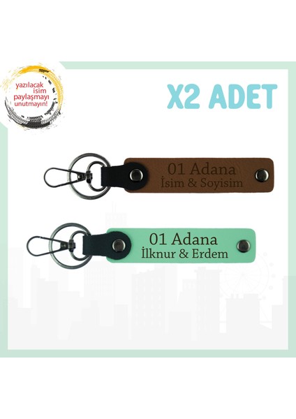 Açık Kahve-Yeşil, Isme Özel Hediye 01 Adana Hatırası Hediye Seçeneği, Zarif Tasarım Anahtarlık Set