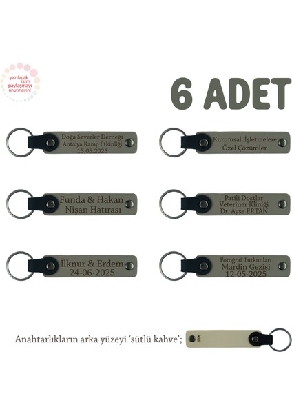 Kül Gri & Sütlü Kahve, Babalar Günü Için Hediye, Isim ve Özel Mesaj Yazılabilen, 6'lı Anahtarlık