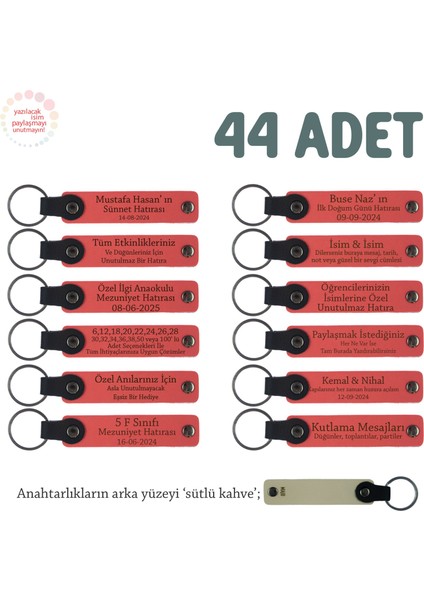 Narçiçeği & Sütlü Kahve, Dönemsel Etkinlikler Için Isim ve Mesaj Yazılabilen 44' Lü Anahtarlık Seti