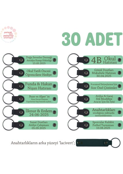 Açık Yeşil, Plates Stüdyoları Için Isim Yazılı Anahtarlık 30’lu Set, Müşterilere Kurumsal Hediyeler