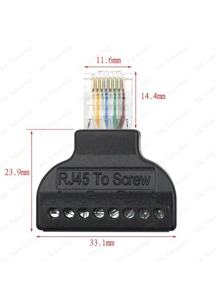 RJ45 8-Pin Vida Terminal Adaptörü RJ45 To Screw Terminal Adapter