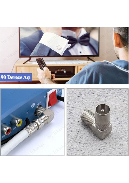 90 Derece Açılı F Tipi Dişi - Rf/tv Erkek Çevirici Adaptör modelleri