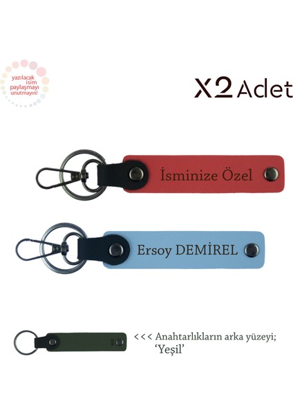 Teyzeye Doğum Günü Sürprizi, Isim & Soyisim Yazılı 2’li Anahtarlık Seti, Nar Çiçeği-Gök Mavi-Yeşil