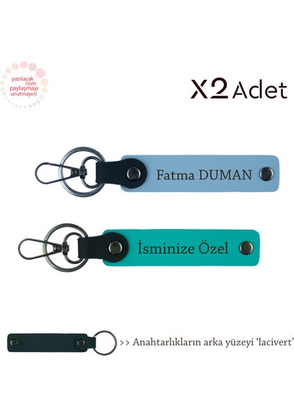 Yılbaşı Için Özel Hediye, Isimli & Soyisimli 2’li Anahtarlık Takımı, Koyu Turkuaz-Gök Mavi-Lacivert