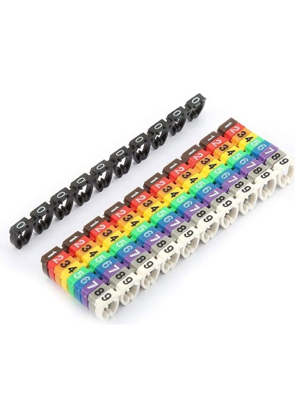 Renkli 6mm Ethernet Network Kablo Numaralandırma Etiketi (100 Adet 0-9 Numaratör)