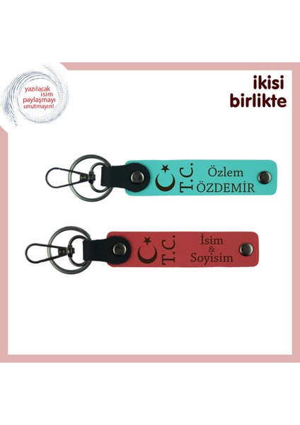 Kalbinin Sahibine Sunulacak Milli Ruhlu Hediye – Ay Yıldız Tc Anahtarlık, Turkuaz-Nar Çiçeği