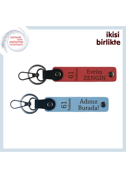 Babaya Her Gün Yanında Taşıyacağı Bir Hatıra, 61 Trabzon Desenli Anahtarlık, Nar Çiçeği-Gök Mavi