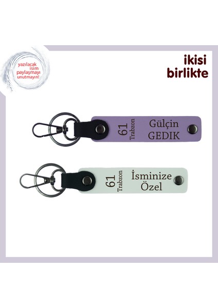 Şehriyle Övünenlere Küçük Bir Jest, 61 Trabzon Desenli Anahtarlık 2’li Set, Mor-Beyaz