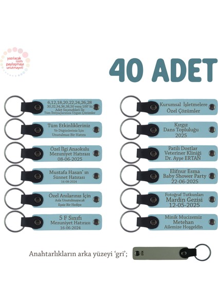 Gök Mavi & Gri, Kitap Kulübü Etkinliği Için Kişiselleştirilmiş Anı Anahtarlık 40’lı Set, Özel Hediye