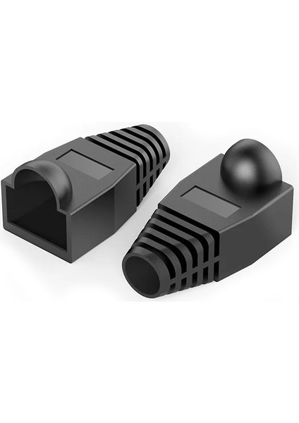 CAT5E/CAT6 Ethernet Ağ Kablosu Için Siyah RJ45 Gerilim Giderici Kılıf (100 Adet)