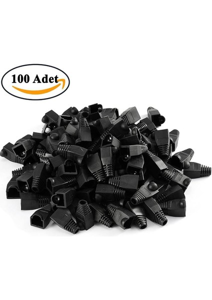 CAT5E/CAT6 Ethernet Ağ Kablosu Için Siyah RJ45 Gerilim Giderici Kılıf (100 Adet) modelleri