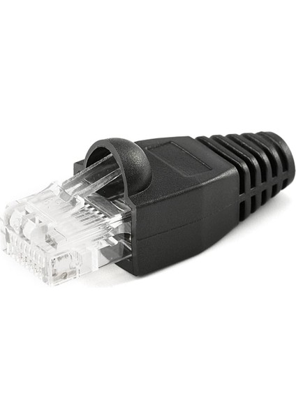 CAT5E/CAT6 Ethernet Ağ Kablosu Için Siyah RJ45 Gerilim Giderici Kılıf (100 Adet) fırsatları