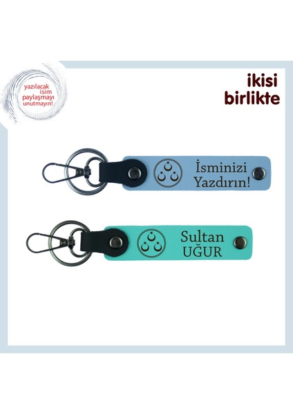 Arkadaşa Vatansever Bir Hediye – Üç Ayyıldız Temalı 2’li Kişisel Anahtarlık Seti, Gök Mavi-Turkuaz