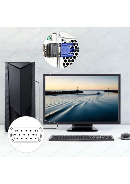 90 Derece Açılı VGA Erkek-Dişi Dönüştürücü Bağlantı Adaptörü modelleri