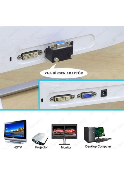90 Derece Açılı VGA Erkek-Dişi Dönüştürücü Bağlantı Adaptörü fırsatları