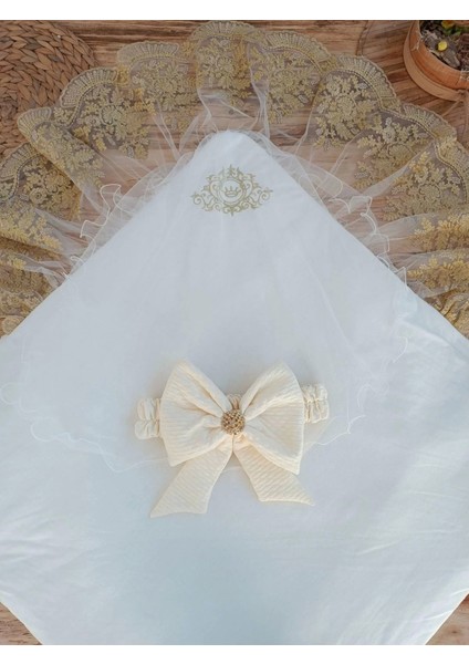 Yenidoğan Piramitland Taşlı Gold Güpür Işleme Bebek Battaniyesi Kundak Ekru fiyatları