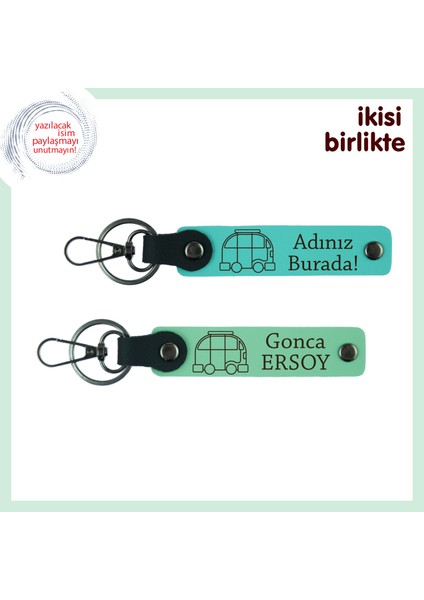 Kamp Arkadaşlığına Değer Katan Hediye, Karavan Temalı Anahtarlık 2’li Set, Turkuaz-Açık Yeşil