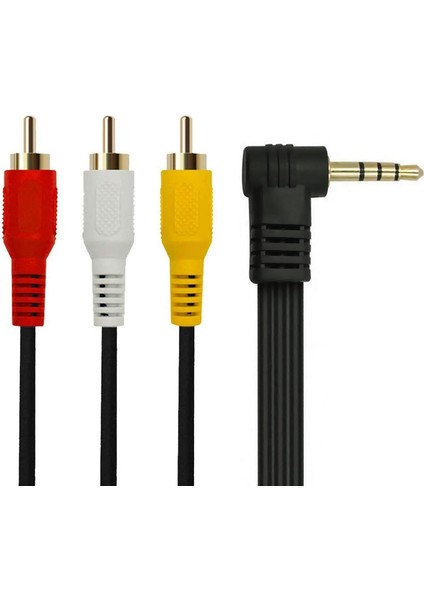 90 Derece Açılı 3.5 mm Stereo Erkek - 3 Rca Erkek Uydu Alıcısı Av Kablo