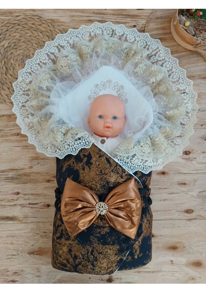 Yenidoğan Kendinden Desenli Krom Fiyonklu Bebek Battaniyesi Kundak Bakır fiyatları