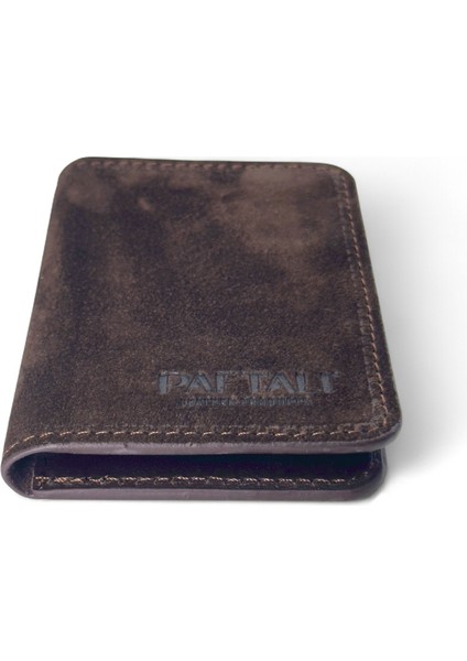 El Yapımı Kartlık Cüzdan – Hakiki Deri ve Süet Kombinasyonu – 4 Kart Bölmeli, 8x11 cm