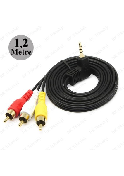 90 Derece Açılı 3.5 mm Stereo Erkek - 3 Rca Erkek Uydu Alıcısı Av Kablo modelleri
