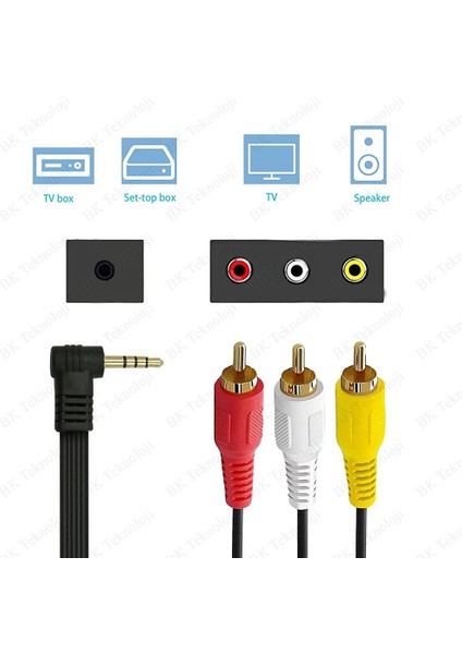 90 Derece Açılı 3.5 mm Stereo Erkek - 3 Rca Erkek Uydu Alıcısı Av Kablo fırsatları