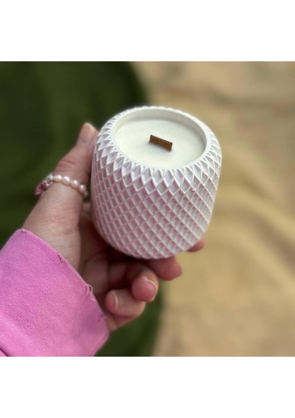 Ikili Soya Wax Mum Seti – Örgü Desenli Seramik Kapta, Doğal ve Şık fiyatları