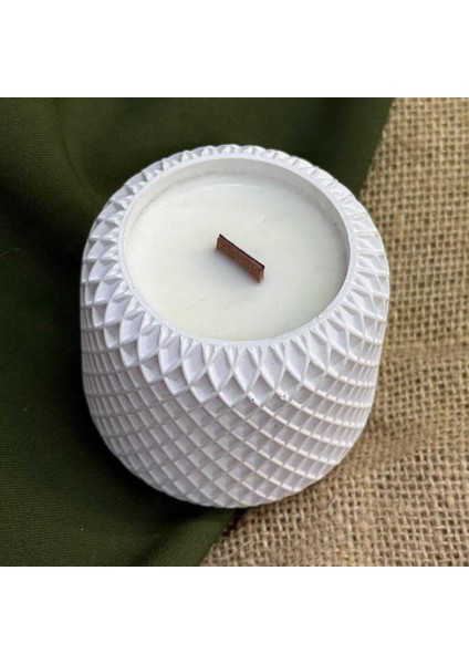 Ikili Soya Wax Mum Seti – Örgü Desenli Seramik Kapta, Doğal ve Şık