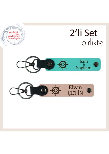 Sevgilinle Aynı Yönü Paylaştığın Anlamlı Hediye, Gemi Figürlü Set, Turkuaz-Yavru Ağzı